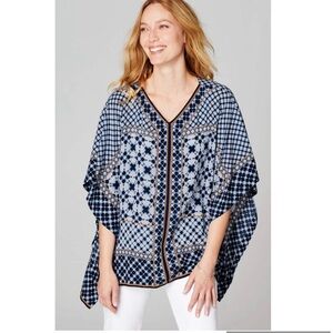 J.Jill Tie Dye Print Flowy Blouse Butterfly Sleeve